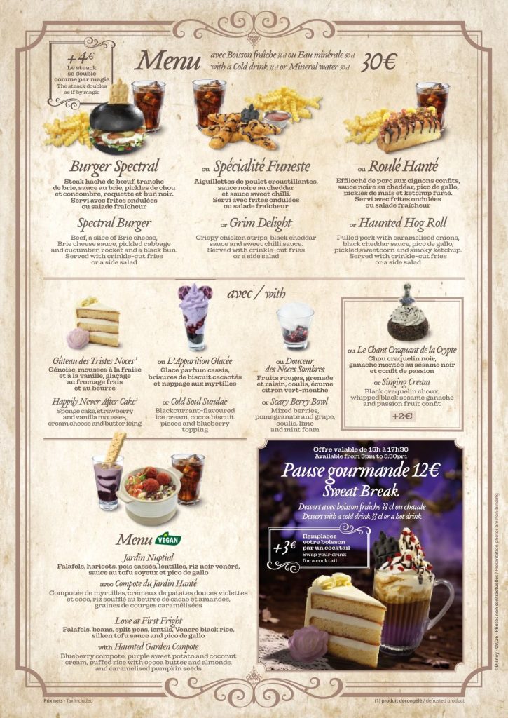 Unlucky nugget saloon disneyland paris halloween menu