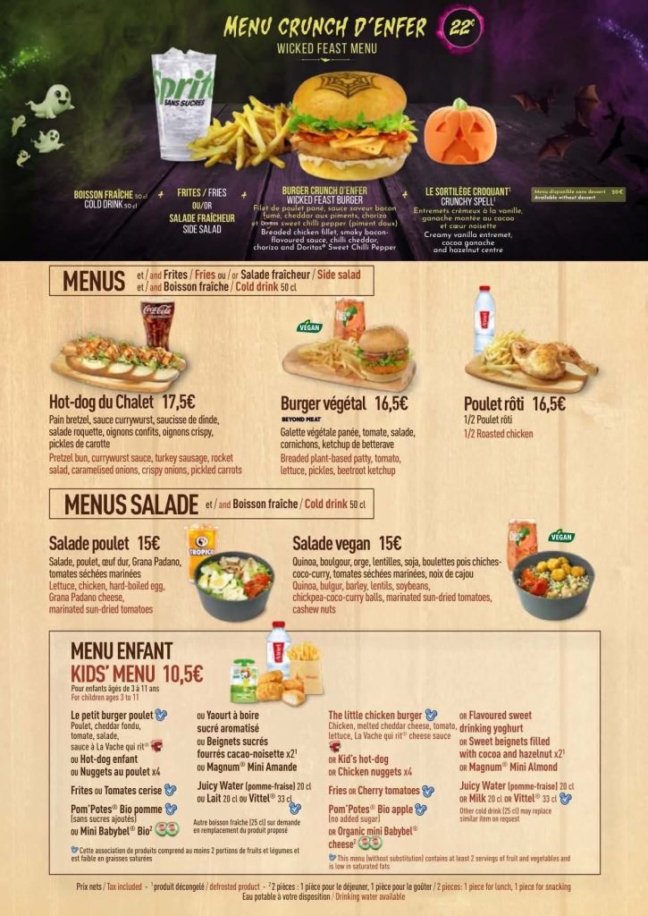Disneyland Paris Halloween 2026 Menu - Chalet de la Marionette